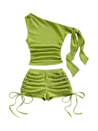 Mini Ruched Outfit Set, Green
