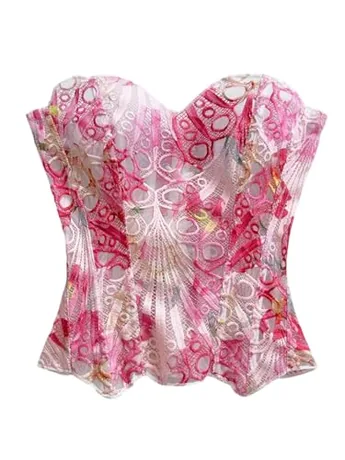 Lace Corset Top, Pink (Large)