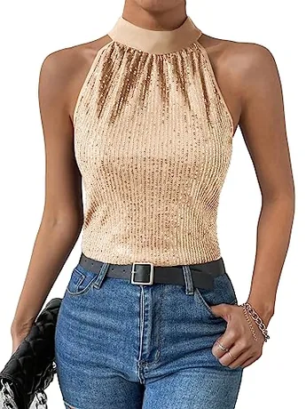 Sleeveless Sequin Blouse