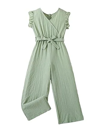 Wide Leg Ruffle Jumpsuit, Mint