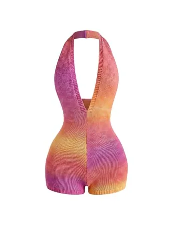 Knit Romper, Orange (X-Large)