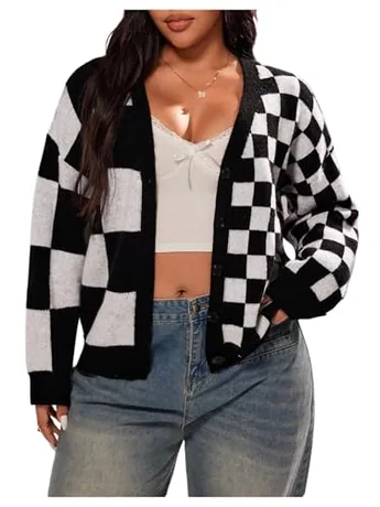 Plus Size Long Sleeve Knit Knitwear, Black