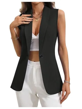 Sleeveless Blazer, Black