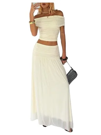 Maxi Ruched Outfit Set, Apricot
