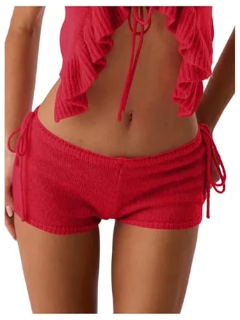 Mini Knit Shorts, Red