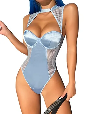 Mesh Bodysuit, Blue (sleeveless)