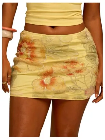 Mini Floral Skirt, Yellow