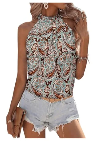 Sleeveless Halter Blouse, Multicolour