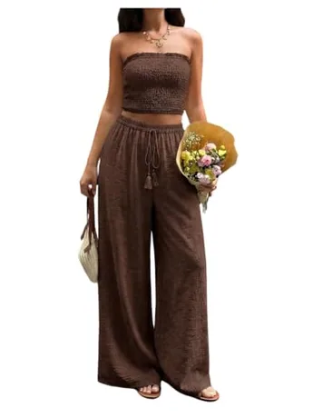Wide Leg Outfit Set, Coffee