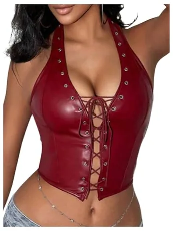 Halter Corset Top, Burgundy