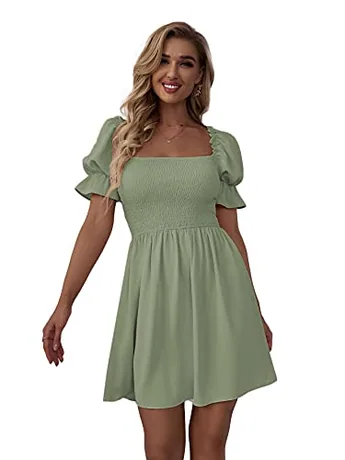 Short Sleeve Ruffle Dress, Mint (Medium)