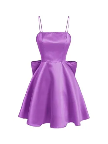 Mini Satin Dress, Purple