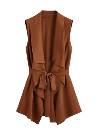 Sleeveless Knit Blazer, Brown