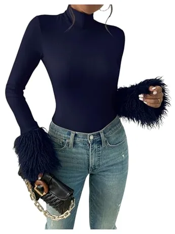 Long Sleeve Knit Bodysuit, Blue
