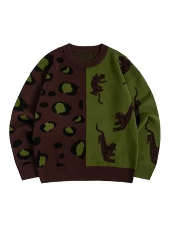 Long Sleeve Knit Knitwear, Brown (Medium)