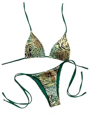 Leopard Swimsuit, Green (Large)