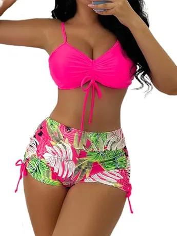 High Waisted Swimsuit, Hot Pink