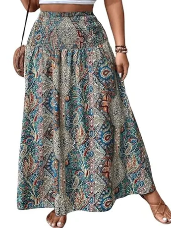 Plus Size Maxi Ruffle Skirt, Multicolour (XX-Large Plus)