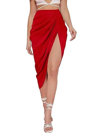 Satin Skirt, Red