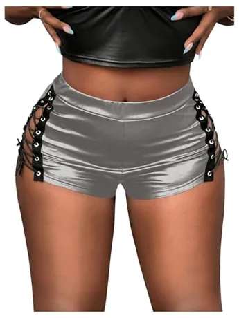 Mini Lace Shorts, Silver