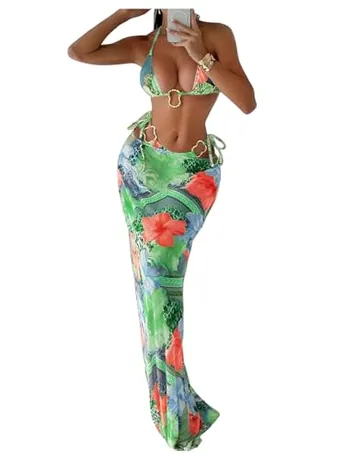 Floral Swimsuit, Mint (Medium)