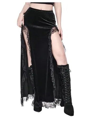 Maxi Lace Skirt, Black