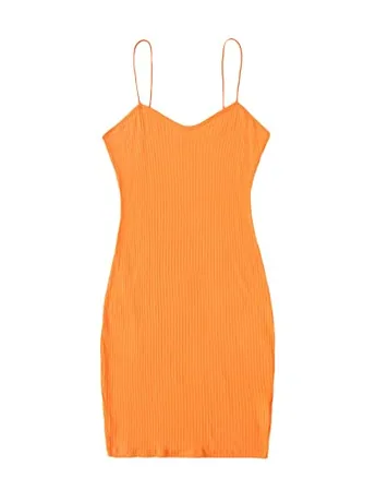 Plus Size Sleeveless Knit Dress, Orange