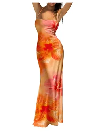 Maxi Lace Dress, Orange