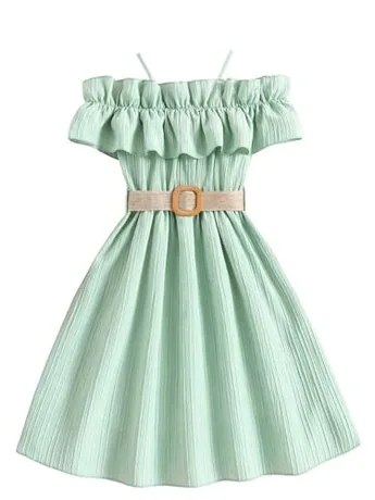Short Sleeve Ruffle Dress, Mint (12 Years)