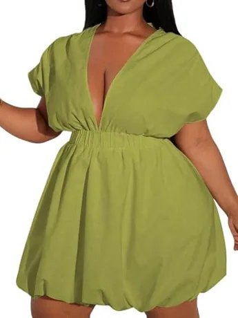 Plus Size Mini Dress, Green