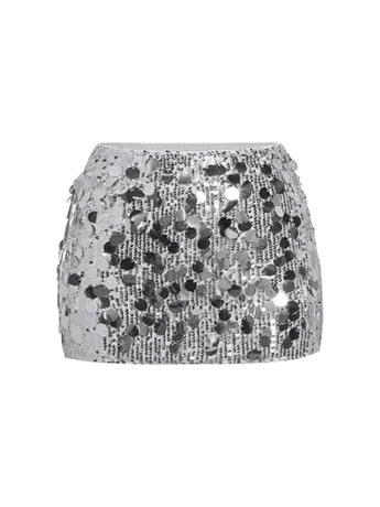 Mini Sequin Skirt, Silver (Large)