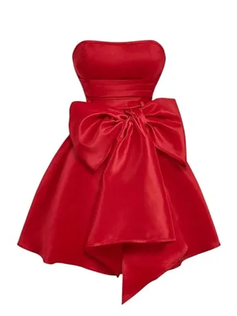 Sleeveless Satin Dress, Red