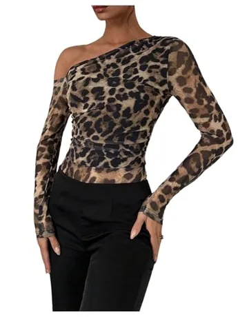 Long Sleeve Leopard Bodysuit, Multicolour