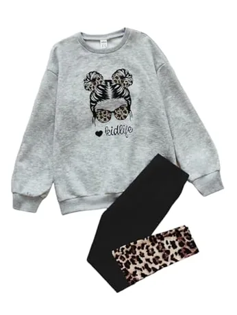 Leopard Outfit Set, Grey (12 Years)