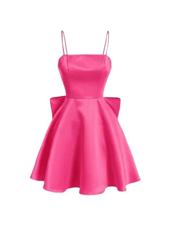 Mini Satin Dress, Hot Pink