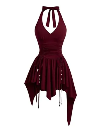 Mini Ruched Dress, Burgundy