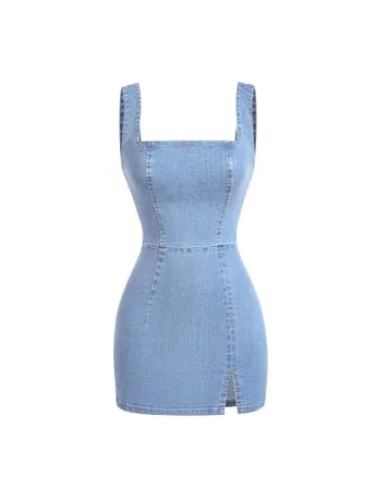 Mini Denim Dress, Light Blue
