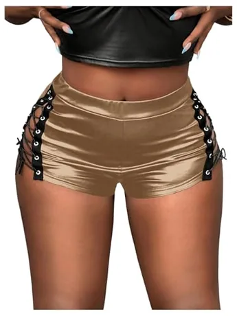 Mini Lace Shorts, Gold