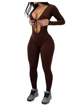 Bodycon Jumpsuit, Coffee