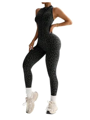 Leopard Jumpsuit, Grey (Medium)