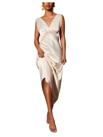 Maxi Lace Dress, Beige