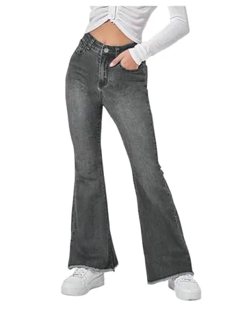 Petite High Waisted Denim Jeans, Grey (Medium)