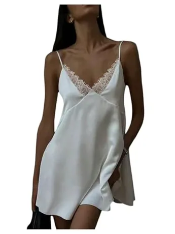 Mini Lace Dress, White (X-Large)