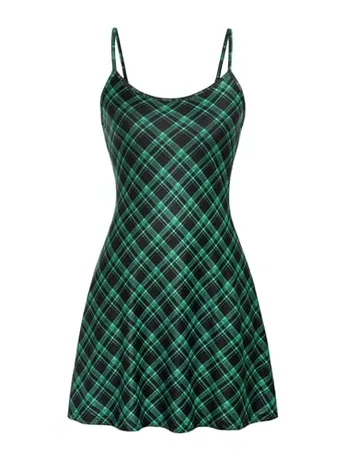 Mini Plaid Dress, Green
