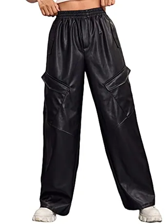 High Waisted Trousers, Black (Medium)