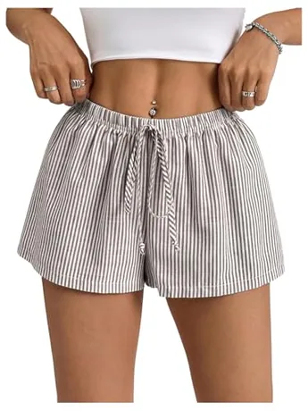 Petite Striped Shorts, Brown