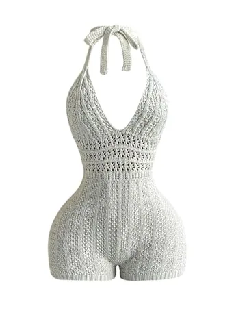 Backless Jumpsuit, White (X-Small)