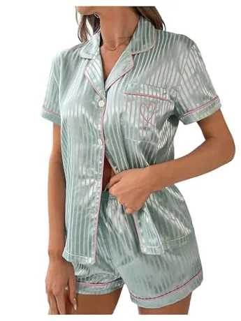 Short Sleeve Satin Sleep Set, Mint