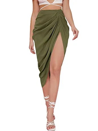 Satin Skirt, Army Green