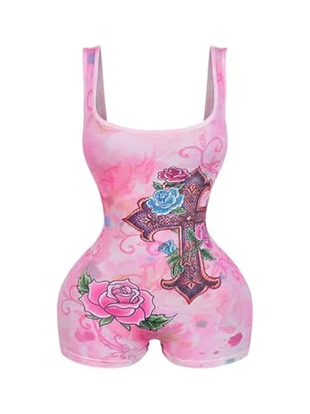 Sleeveless Floral Jumpsuit, Pink